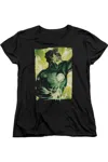Gildan Green Lantern Up Up Short Sleeve Womens Tee / T-shirt In Black
