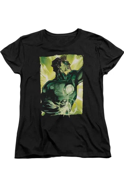 Gildan Green Lantern Up Up Short Sleeve Womens Tee / T-shirt In Black