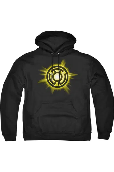 Gildan Green Lantern Yellow Glow Adult Pull Over Hoodie / Hooded Sweatshirt In Black