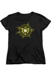 Gildan Green Lantern Yellow Glow Short Sleeve Womens Tee / T-shirt In Black