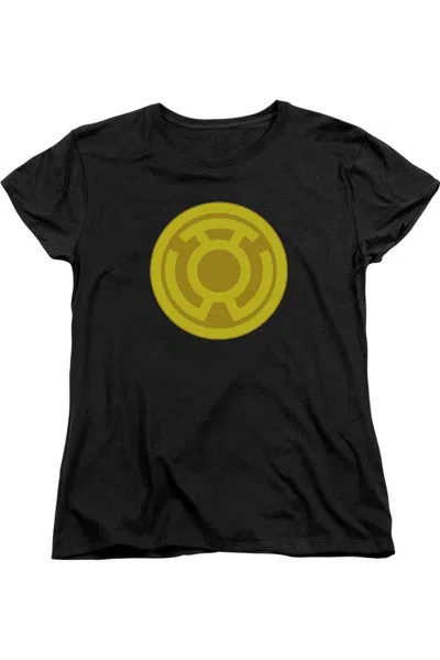 Gildan Green Lantern Yellow Symbol Short Sleeve Womens Tee / T-shirt In Black