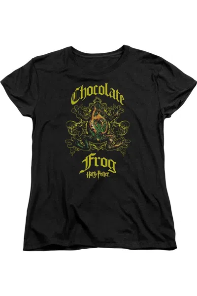 Gildan Harry Potter Chocolate Frog Short Sleeve Womens Tee / T-shirt In Black
