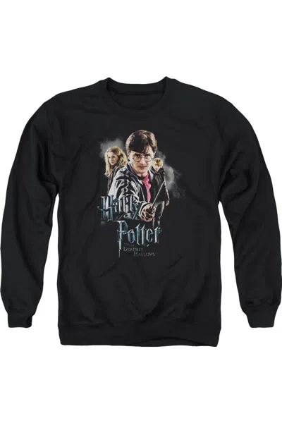 Gildan Harry Potter Deathly Hollows Cast Adult Crewneck Sweatshirt In Black