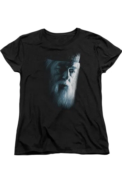 Gildan Harry Potter Dumbledore Face Short Sleeve Womens Tee / T-shirt In Black