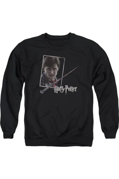 Gildan Harry Potter Harrys Wand Portrait Adult Crewneck Sweatshirt In Black