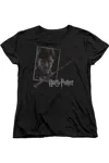 Gildan Harry Potter Harrys Wand Portrait Short Sleeve Womens Tee / T-shirt In Black