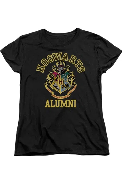 Gildan Harry Potter Hogwarts Alumni Short Sleeve Womens Tee / T-shirt In Black