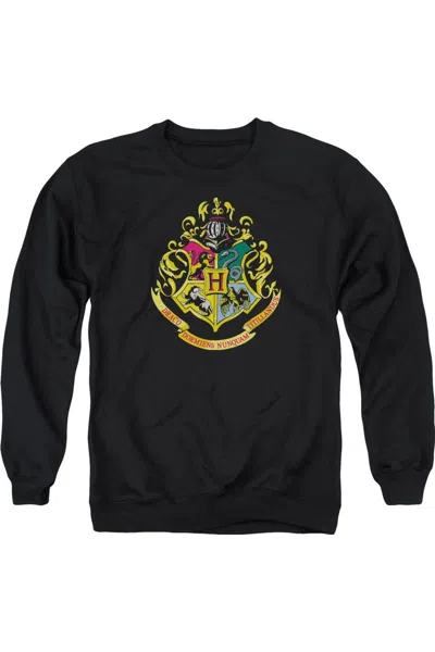 Gildan Harry Potter Hogwarts Crest Adult Crewneck Sweatshirt In Black