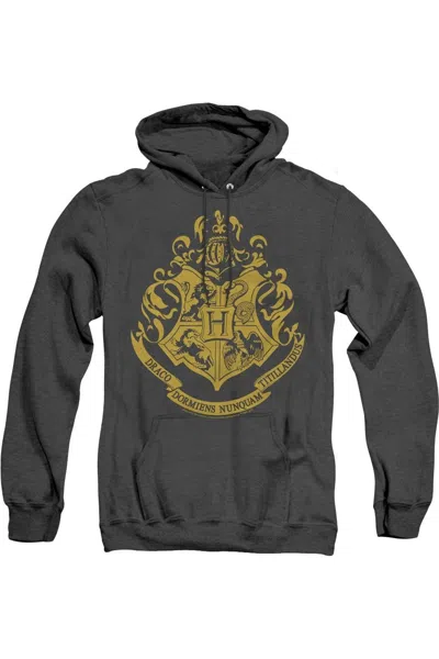 Gildan Harry Potter Hogwarts Crest Adult Heather Hoodie / Hooded Sweatshirt In Black