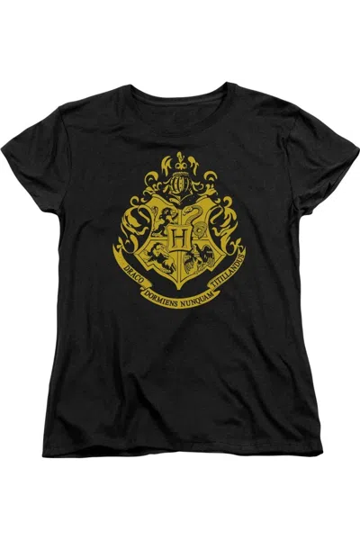Gildan Harry Potter Hogwarts Crest Short Sleeve Women´s Tee / T-shirt In Black