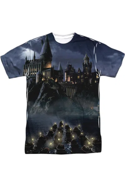 Gildan Harry Potter Hogwarts Short Sleeve Adult Poly Crew Tee / T-shirt In White