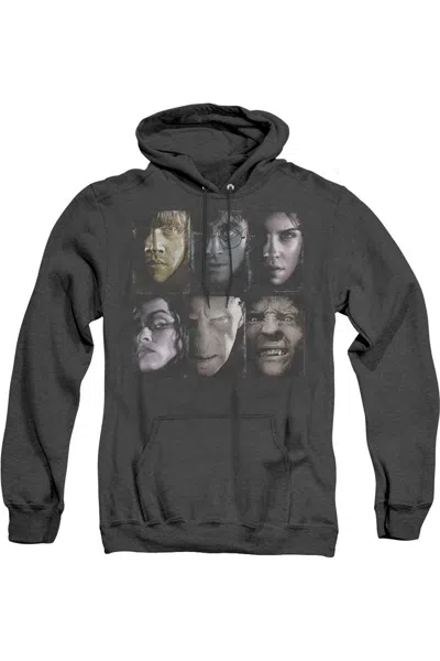 Gildan Harry Potter Horizontal Heads Adult Heather Hoodie / Hooded Sweatshirt In Black