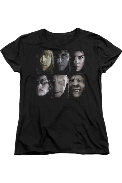 Gildan Harry Potter Horizontal Heads Short Sleeve Womens Tee / T-shirt In Black