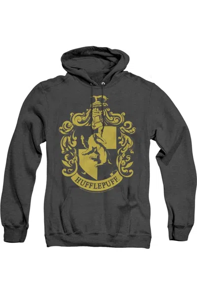 Gildan Harry Potter Hufflepuff Crest Adult Heather Hoodie / Hooded Sweatshirt In Black