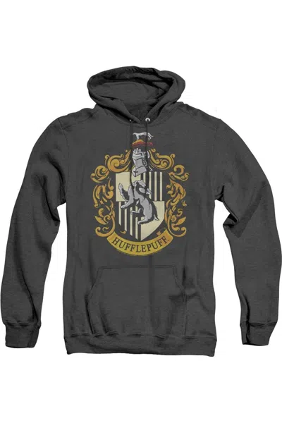 Gildan Harry Potter Hufflepuff Crest Adult Heather Hoodie / Hooded Sweatshirt In Black