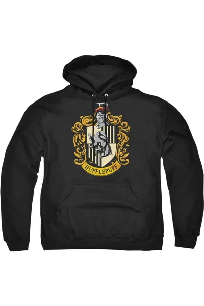 Gildan Harry Potter Hufflepuff Crest Adult Pull Over Hoodie / Hooded Sweatshirt In Black