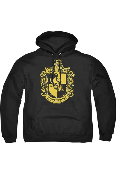 Gildan Harry Potter Hufflepuff Crest Adult Pull Over Hoodie / Hooded Sweatshirt In Black