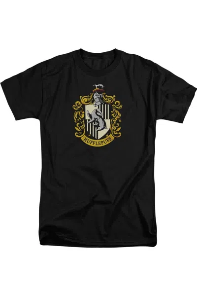 Gildan Harry Potter Hufflepuff Crest Short Sleeve Adult Tall Tee / T-shirt In Black