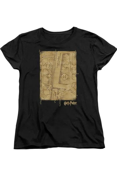 Gildan Harry Potter Marauders Map Interior Short Sleeve Womens Tee / T-shirt In Black