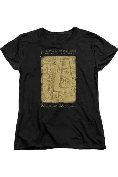 Gildan Harry Potter Marauders Map Interior Words Short Sleeve Womens Tee / T-shirt In Black