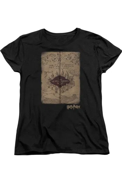 Gildan Harry Potter Marauders Map Words Short Sleeve Womens Tee / T-shirt In Black