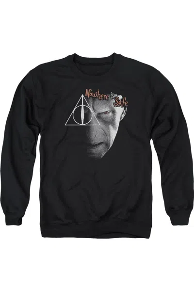 Gildan Harry Potter Nowhere Is Safe Adult Crewneck Sweatshirt In Black