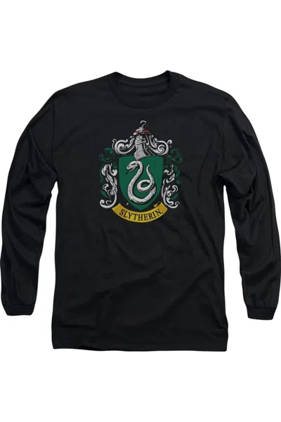 Gildan Harry Potter Slytherin Crest Long Sleeve Adult Tee / T-shirt In Black