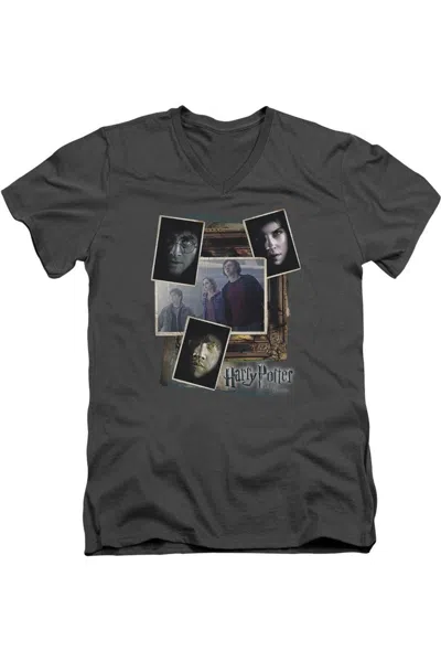 Gildan Harry Potter Trio Collage Short Sleeve Adult V Neck Premium Cotton Tee / T-shirt In Pink
