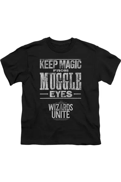 Gildan Kids' Harry Potter Wizards Unite Hidden Magic Short Sleeve Juvenile Tee / T-shirt In Black