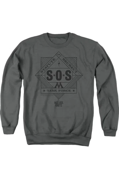 Gildan Harry Potter Wizards Unite Sos Task Force Adult Crewneck Sweatshirt In Gray