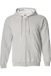 Gildan Heavy Blend Unisex Adult Full Zip Hooded Sweatshirt Top In Grey