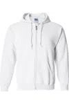 Gildan Heavy Blend Unisex Adult Full Zip Hooded Sweatshirt Top In White