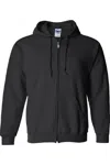 Gildan Heavy Blend Unisex Adult Full Zip Hooded Sweatshirt Top In Black