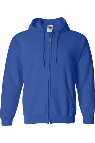Gildan Heavy Blend Unisex Adult Full Zip Hooded Sweatshirt Top In Blue