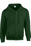 Gildan Heavy Blend Unisex Adult Full Zip Hooded Sweatshirt Top In Green