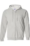 Gildan Heavy Blend Unisex Adult Full Zip Hooded Sweatshirt Top In Grey