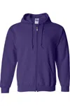 Gildan Heavy Blend Unisex Adult Full Zip Hooded Sweatshirt Top In Purple