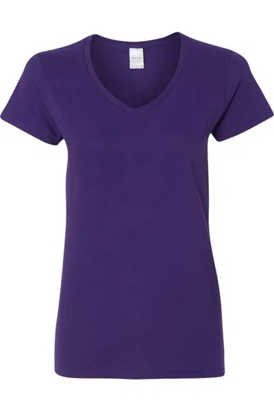 Gildan Heavy Cotton Womens V-neck T-shirt In Purple