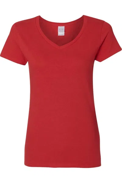Gildan Heavy Cotton Womens V-neck T-shirt In Red