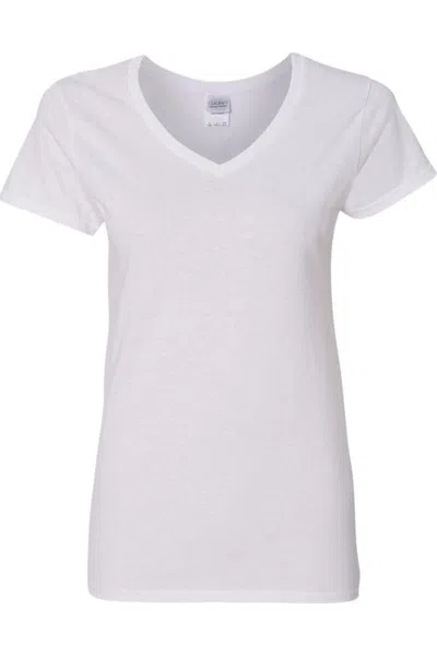 Gildan Heavy Cotton Womens V-neck T-shirt In White