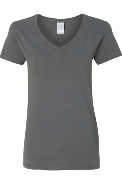 Gildan Heavy Cotton Womens V-neck T-shirt In Gray