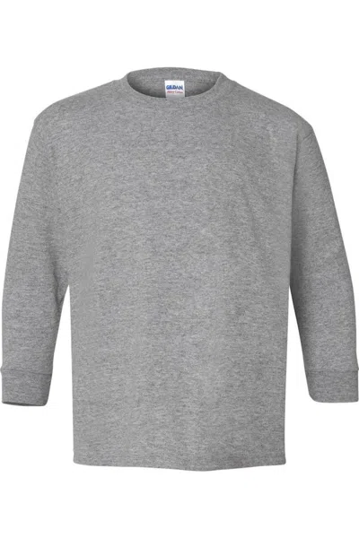 Gildan Kids' Heavy Cotton Youth Long Sleeve T-shirt In Gray