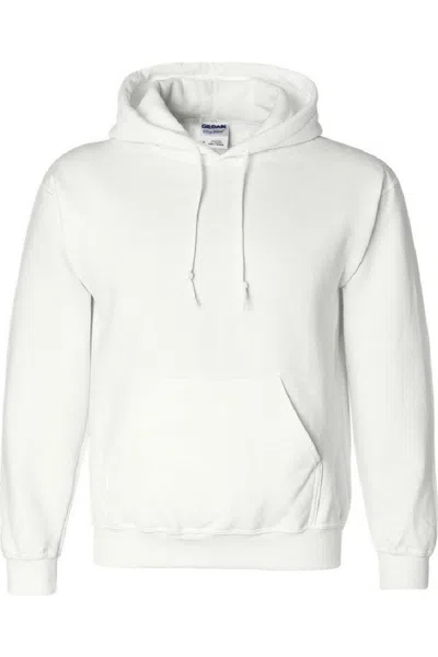 Gildan Heavyweight Dryblend Adult Unisex Hooded Sweatshirt Top / Hoodie (13 Colours) In White