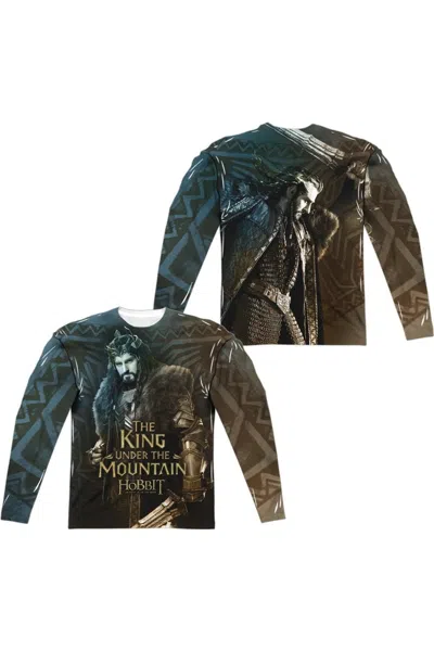 Gildan Hobbit King (front/back Print) Long Sleeve Adult Poly Crew Tee / T-shirt In White
