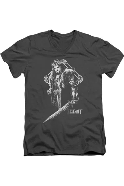 Gildan Hobbit King Thorin Short Sleeve Adult V Neck Premium Cotton Tee / T-shirt In Gray