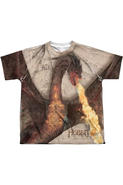 Gildan Kids' Hobbit Smaug Attack Short Sleeve Youth Poly Crew Tee / T-shirt In Brown