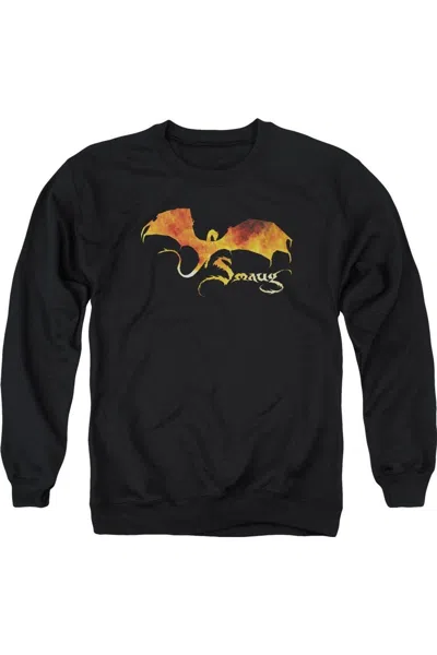 Gildan Hobbit Smaug On Fire Adult Crewneck Sweatshirt In Black