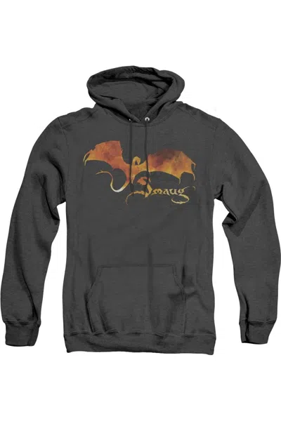 Gildan Hobbit Smaug On Fire Adult Heather Hoodie / Hooded Sweatshirt In Black