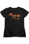 Gildan Hobbit Smaug On Fire Short Sleeve Womens Tee / T-shirt In Black