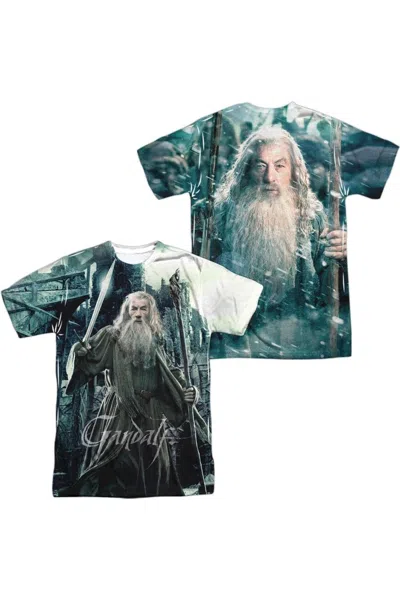 Gildan Hobbit Wizard (front/back) Short Sleeve Adult Poly Crew Tee / T-shirt In White